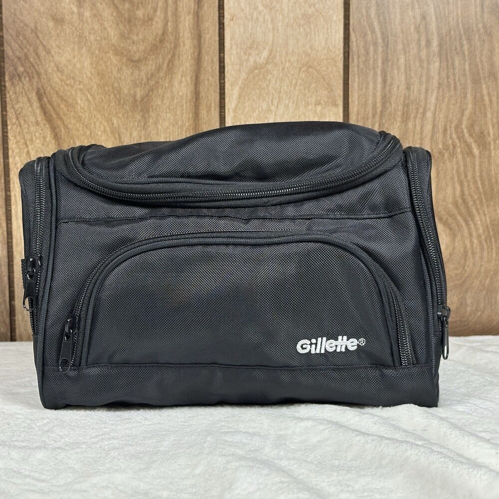 Gillette Men’s Travel Toiletry Bag Shave Kit Dopp Kit Black Organizer Overnight